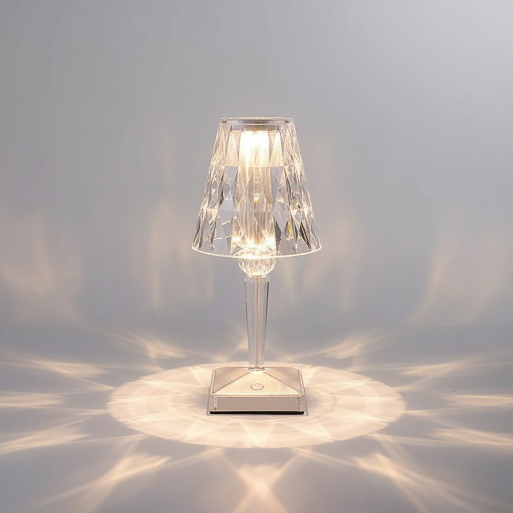 Crystal table lamp dimmable rechargeable decorative light