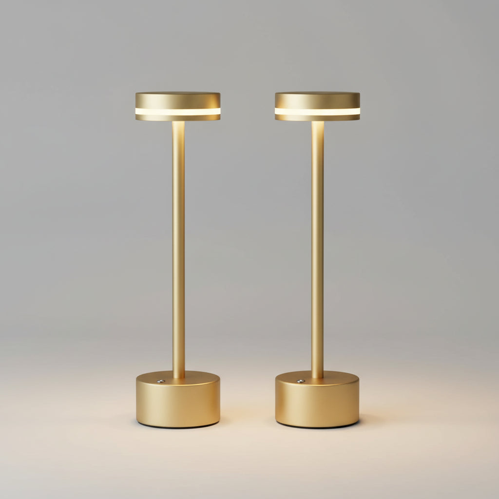 Rechargeable wireless battery table lamp gold 2 pack
