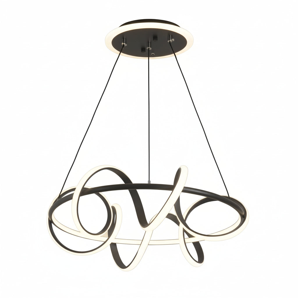 Akeelighting modern 3-ring LED chandelier with nickel finish